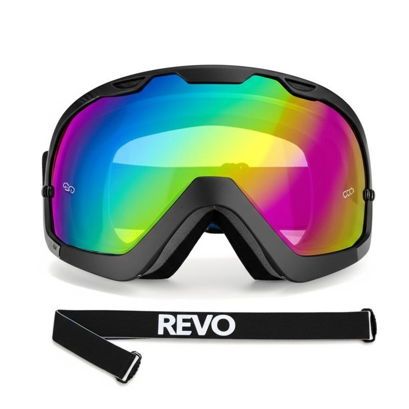 Detachable Lens Snow Ski Goggles with Full REVO Lens Finish and Detachable Strap